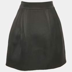 Pre Owned Christian Dior Black Silk Blend  Pleated Wrap Mini Skirt S
