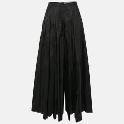 Dior Black Silk Pleated Wide-Leg Pants S
