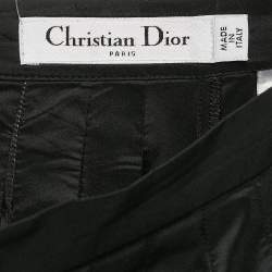 Dior Black Silk Pleated Wide-Leg Pants S