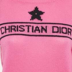 Christian Dior Pink Star Logo Intarsia Sweater M