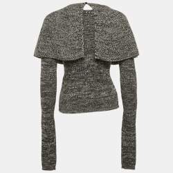 Christian Dior Monochrome Cashmere Rib Knit Ruffle Detail Sweater S