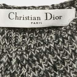 Christian Dior Monochrome Cashmere Rib Knit Ruffle Detail Sweater S