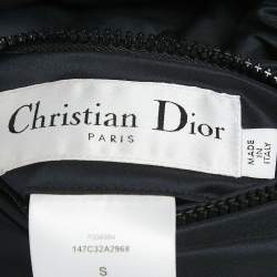 Pre Owned Dior Navy Blue Oblique Jacquard Zip-Up Reversible Puffer Vest Jacket S