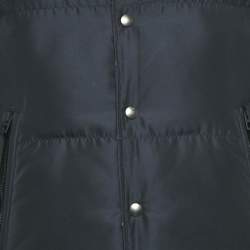 Pre Owned Dior Navy Blue Oblique Jacquard Zip-Up Reversible Puffer Vest Jacket S