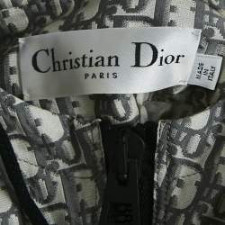 Pre Owned Dior Grey Oblique Jacquard Taffeta Hoodie Oversized Jacket L