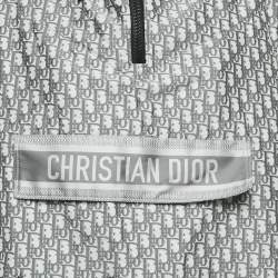 Pre Owned Dior Grey Oblique Jacquard Taffeta Hoodie Oversized Jacket L
