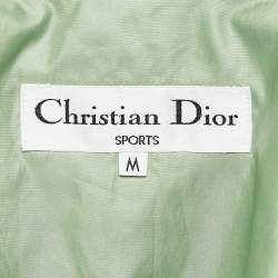 Pre Owned Christian Dior Sports Green Logo Print Synthetic Bomber Jacket M