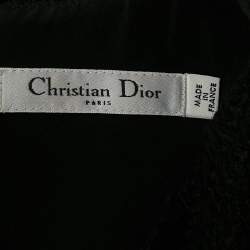 Christian Dior Black Textured Wool Pleated Top S