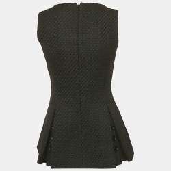 Christian Dior Black Textured Wool Pleated Top S