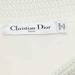 Pre Owned Christian Dior White Crochet Midi Skirt S