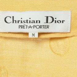 Pre Owned Christian Dior Pret a Porter Yellow Jacquard Pleated Blouse M