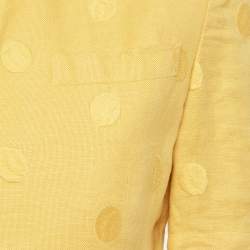 Pre Owned Christian Dior Pret a Porter Yellow Jacquard Pleated Blouse M