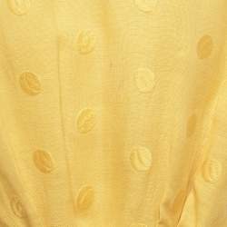 Pre Owned Christian Dior Pret a Porter Yellow Jacquard Pleated Blouse M