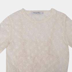 Dior White Cotton Half Sleeve Knit Top Size 38