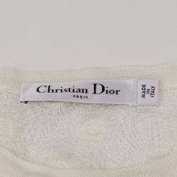 Dior White Cotton Half Sleeve Knit Top Size 38