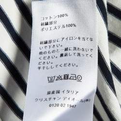 Pre Owned Dior White Logo Striped Cotton Long Sleeve T-Shirt S