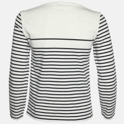 Pre Owned Dior White Logo Striped Cotton Long Sleeve T-Shirt S