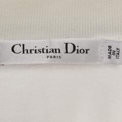 Pre Owned Christian Dior White/Blue Logo Jersey Polo T-Shirt Dress S