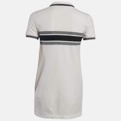 Pre Owned Christian Dior White/Blue Logo Jersey Polo T-Shirt Dress S