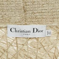 Christian Dior Beige Floral Embroidered Knit Fringed Cardigan S