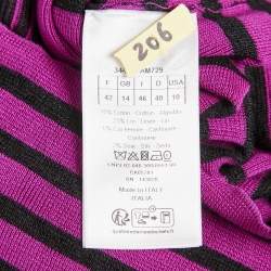 Christian Dior Pink/Black Striped Logo Intarsia Knit Sweater L