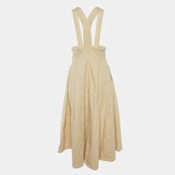 Dior Light Beige Distressed Cotton Pinafore Dress M