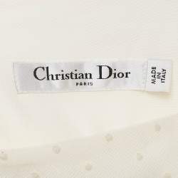 Christian Dior White Flocked Tulle Midi Skirt S