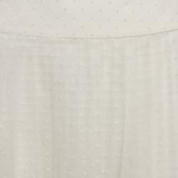 Christian Dior White Flocked Tulle Midi Skirt S