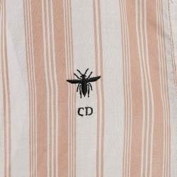 Christian Dior White/Peach Striped Cotton Voile Tunic S