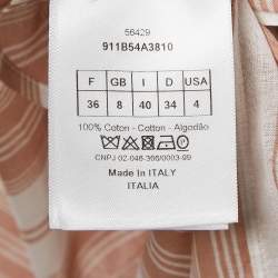 Christian Dior White/Peach Striped Cotton Voile Tunic S