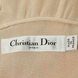 Pre Owned Christian Dior Yellow Printed Silk Maxi Dress S