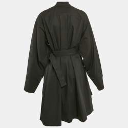 Christian Dior Black Gabardine Belted Midi Dress XL