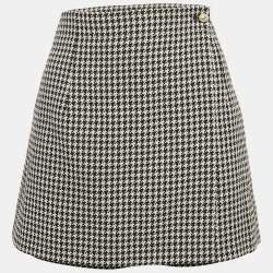 Christian Dior Black/White Houndstooth Wool Skorts L