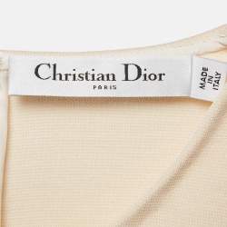 Christian Dior Cream Wool Sequin Embellished Flared Mini Dress S