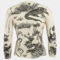 Dior Off-White Embroidered Cashmere Crew Neck Sweater S
