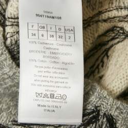 Dior Off-White Embroidered Cashmere Crew Neck Sweater S