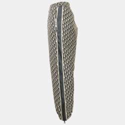 Pre Owned Christian Dior Navy Blue Oblique Jacquard Trousers L