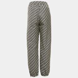 Pre Owned Christian Dior Navy Blue Oblique Jacquard Trousers L