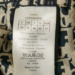 Pre Owned Christian Dior Navy Blue Oblique Jacquard Trousers L