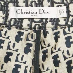Pre Owned Christian Dior Navy Blue Oblique Jacquard Trousers L