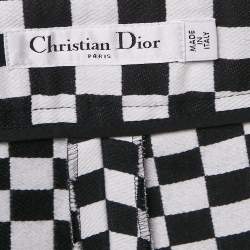 Christian Dior Black/White Checks Cotton Shorts S
