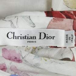 Christian Dior Floral Print Cotton Gathered Midi Dress S