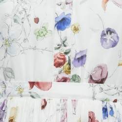 Christian Dior Floral Print Cotton Gathered Midi Dress S