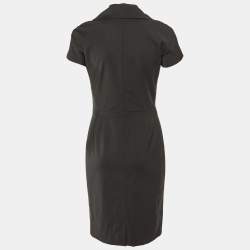 Dior Black Wool Bow Detail Knee Length Dress M