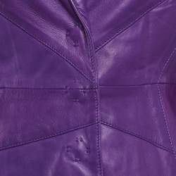 Pre Owned Dior Vintage Purple Leather Button Front Jacket M
