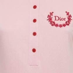 Pre Owned Christian Dior Boutique Pink Cotton Pique Printed Sleeveless T-Shirt Dress M