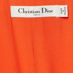 Christian Dior Orange Silk Blend Double Breasted Sleeveless Maxi Dress M