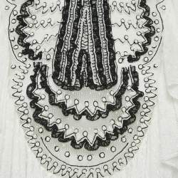 Pre Owned Christian Dior White Beaded Tulle Ruffle Detail Blouse S