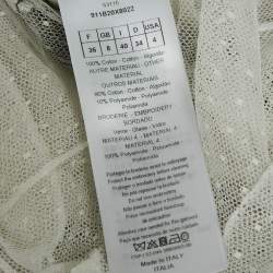 Pre Owned Christian Dior White Beaded Tulle Ruffle Detail Blouse S