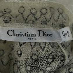 Pre Owned Christian Dior White Beaded Tulle Ruffle Detail Blouse S